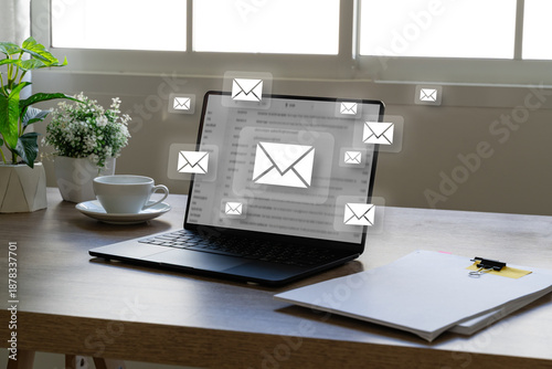 Cuadro en lienzo Mail Communication Connection message, new mailing alert inbox contacts notifica