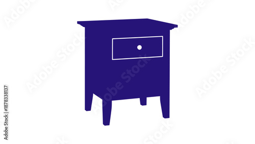 Simple Blue Nightstand with Drawer - Isolated Icon