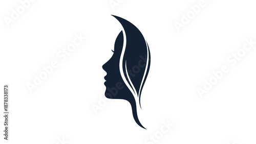 Elegant Woman Face Silhouette with Leaf - Beauty and Nature Concept