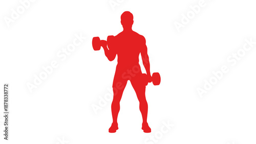 Man Silhouette Lifting Dumbbells, Fitness and Strength Training