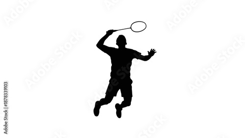 Badminton Player Silhouette Jumping Smash