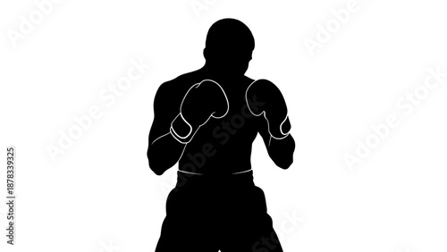 Silhouette Boxer Fighting Pose