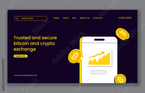 Cryptocurrency Wallet Trading Flat Illustration For Creative Social Media Landing Page Design
