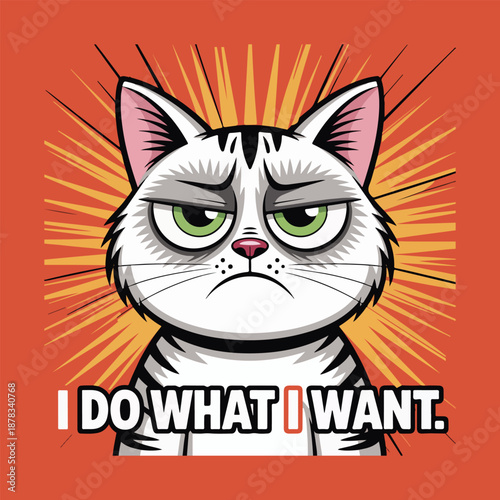 Grumpy Cat with "I Do What I Want" Slogan vector
