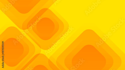 Bright and cheerful sunny yellow background with overlapping orange rounded geometric layers
