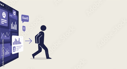 Conceptual illustration depicting a user's engagement with an abstract digital interface, showcasing data interaction and system navigation