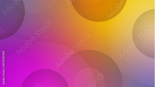 Warm and energetic background with pink to golden yellow gradient featuring multiple concentric circles for a modern lifestyle vibe