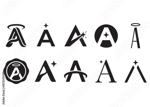 Creative letter a logo set concept for business or company design
