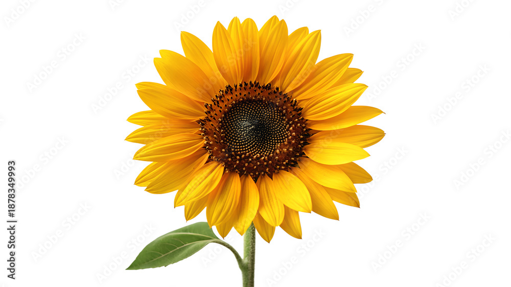 Fototapeta premium Bright Yellow Sunflower Isolated on White Background