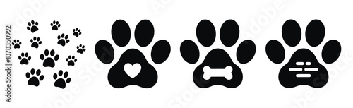 Heart paw icon vector showing dog paw illustration and love dog symbol, pet care and animal affection concept.