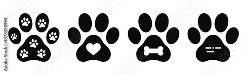 Heart paw icon vector showing dog paw illustration and love dog symbol, pet care and animal affection concept.