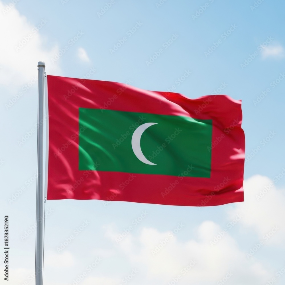 Naklejka premium Maldives Flag Waving in Natural Light