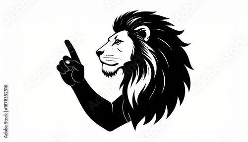 Lions Head with Pointing Hand - A Powerful Symbol of Leadership and Guidance.