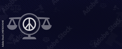 Legal Justice and Peace Law Concept with Scales of Justice and Peace Symbol Vector Background with Copy Space for International Law and Human Rights