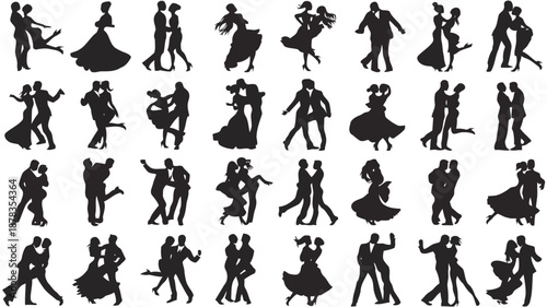 collection of various dancing couples in different poses and styles together high quality professional detailed modern