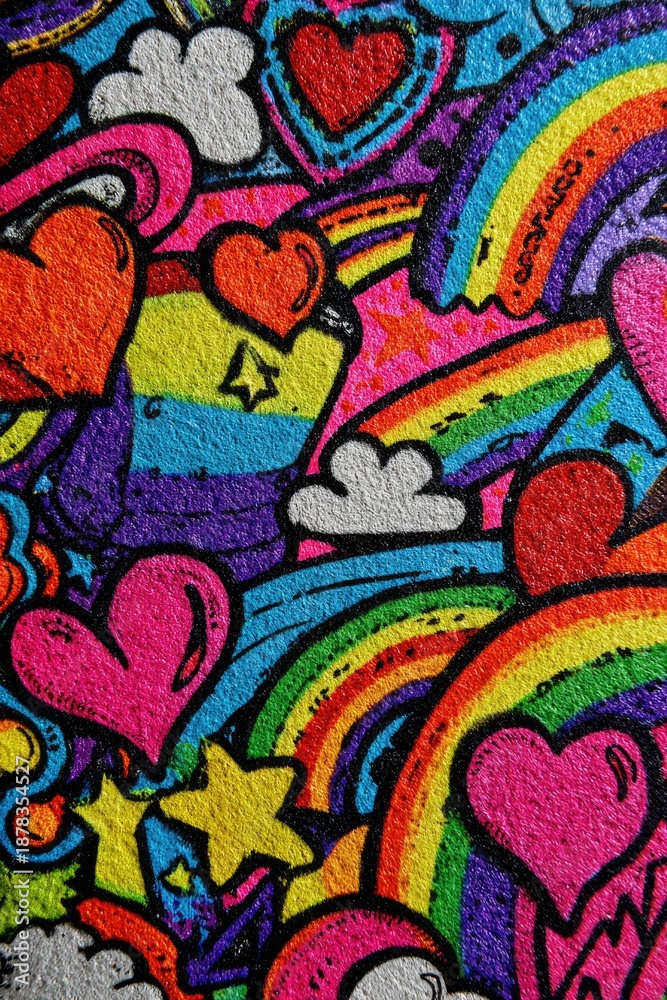 Fototapeta premium Rainbow Heart Embroidery Art