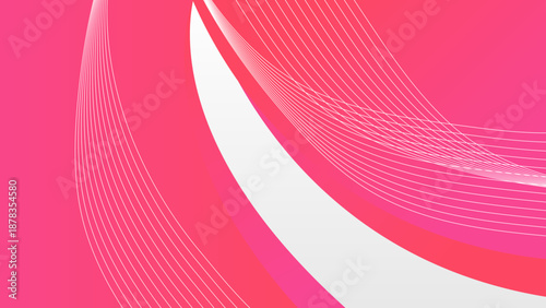Beautiful pink abstract background featuring smooth curves and elegant white fine lines for modern graphic design