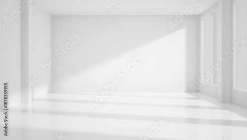 Valokuva Modern empty room with sunlight shining through windows