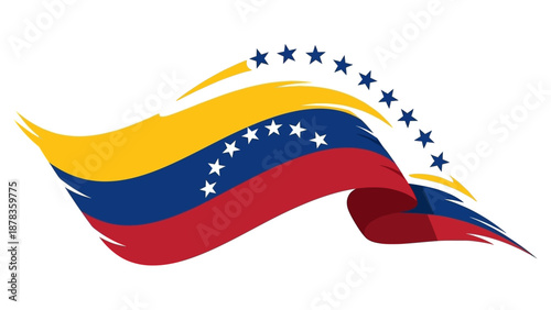 Abstract Venezuelan Flag Ribbon with Stars