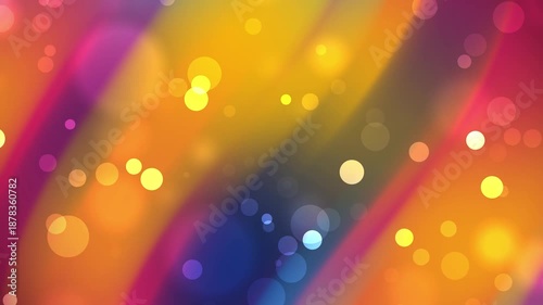 Multicolored rainbow gradient background with dynamic diagonal stripes and large soft bokeh overlays