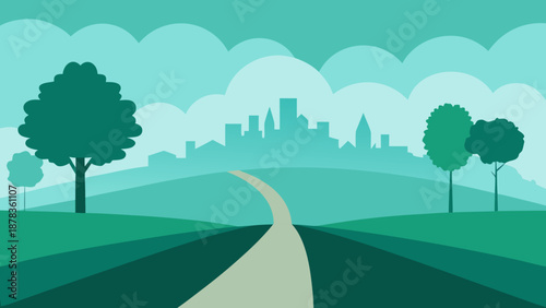 Minimal Countryside Road Vector
