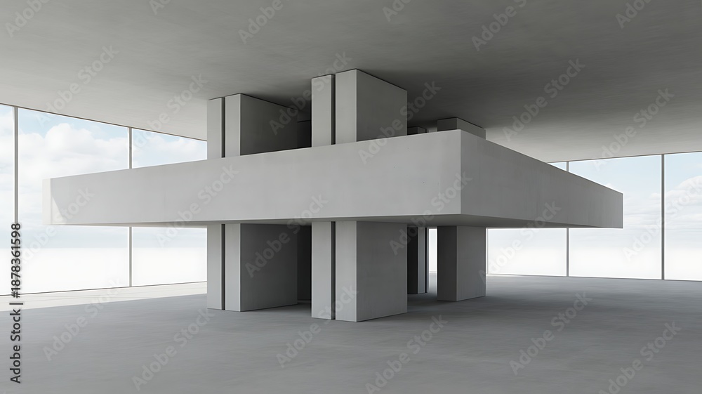 Obraz premium Modern Concrete Structure With Large Windows architecture