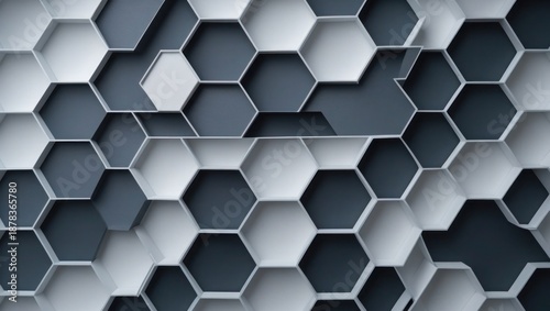 Abstract 3D Hexagon Geometric Pattern with Light and Dark Depth Effect