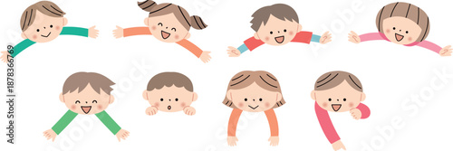 笑顔の子供たちアイコンセット
