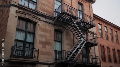 Urban Architecture - Fire Escape on a Historic Building.