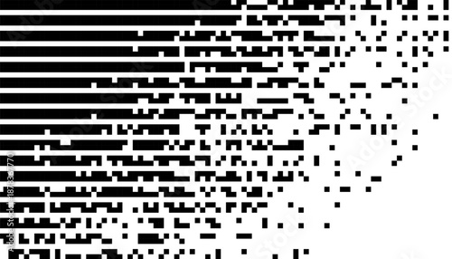 Black and white abstract geometric pattern with transition pixel effect for modern background and jersey design. Fully editable vector element. 
