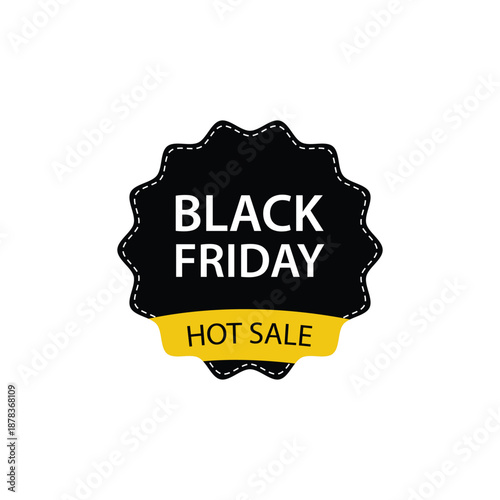 Graphic vector design featuring a stylized black and yellow badge promoting a major holiday shopping event