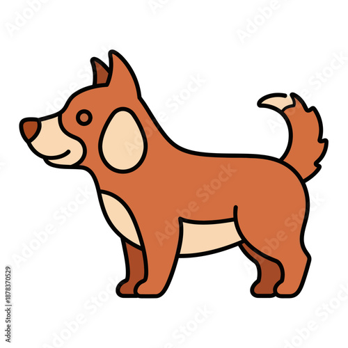 Cartoon Dog Illustration Standing Profile View.