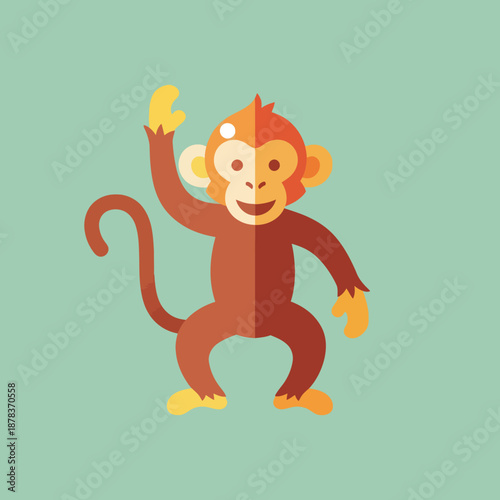 Cartoon Monkey Character Illustration Dancing Freely.