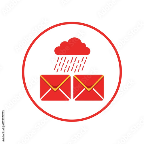 Red Envelopes with Rain Cloud Icon.