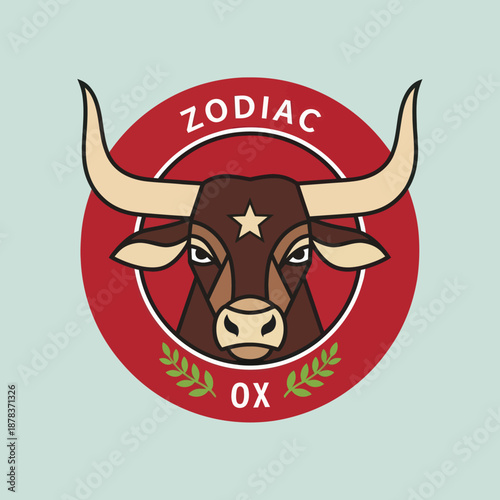 Taurus Zodiac Sign Bull Logo Illustration.