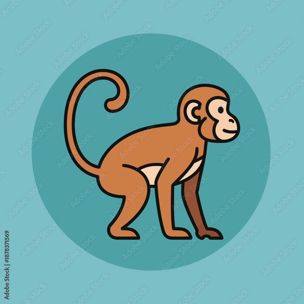 Obraz premium Cartoon Monkey Standing on Two Legs.