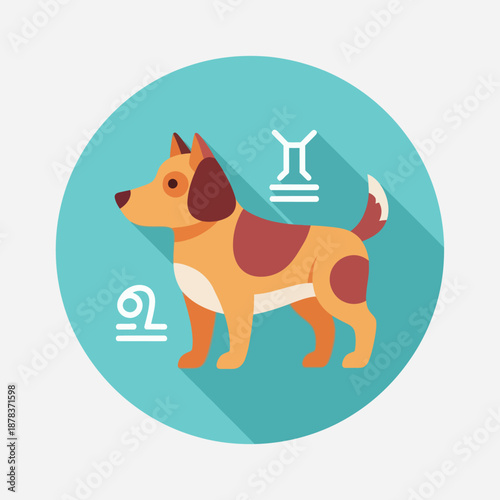 Dog Astrology Zodiac Sign Illustration Cartoon.