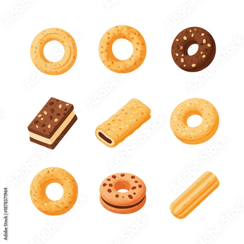 Assorted Donuts and Biscuits on Display.