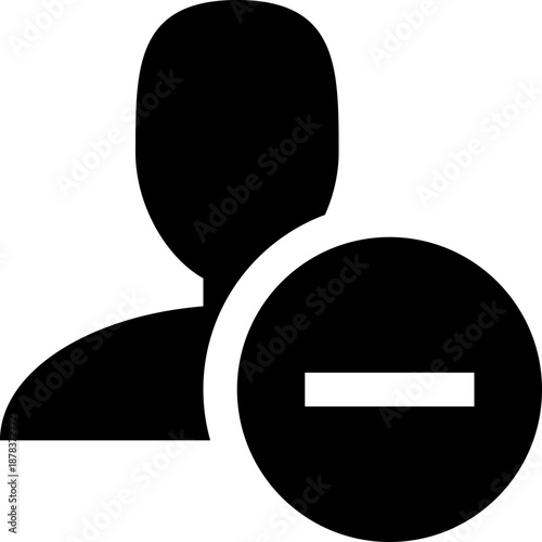 Black and white icon of a person with a minus sign.