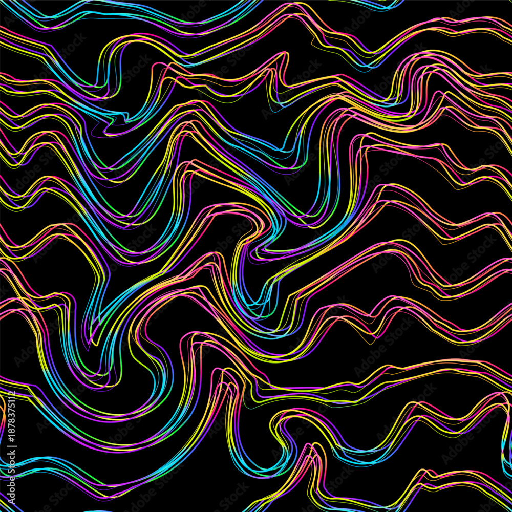 Obraz premium Neon Contour Fluid Seamless pattern