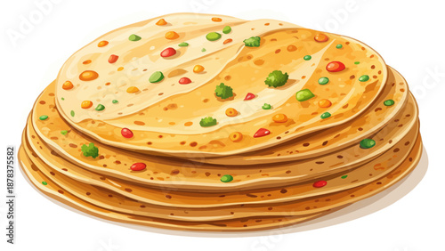 Colorful Roti Stack Illustration