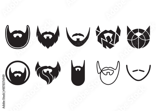 Collection of beard silhouette vector illustration in trendy line style