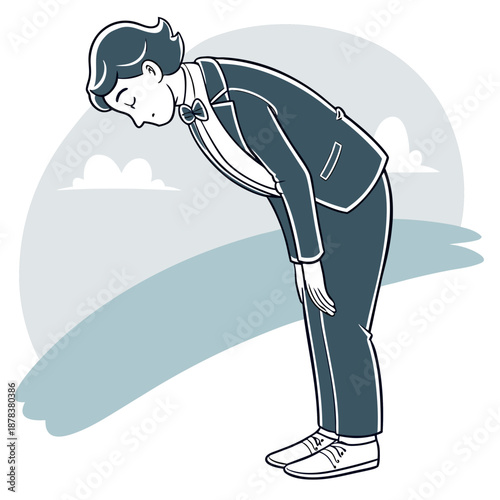 Illustration of a person bending over