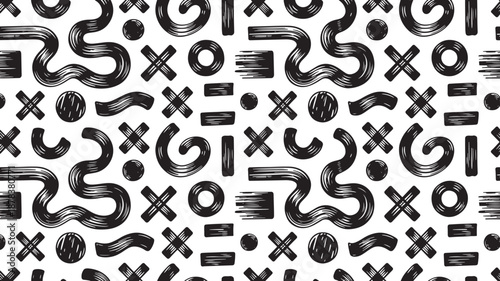 Black and white abstract shapes pattern