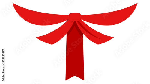 A Simple Red Ribbon Bow Minimalist Illustration Evoking a Cheerful and Celebratory Mood Perfect for Gift Wrapping and Holiday Decorations