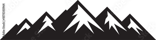 Black and white mountain range silhouette peaks hills