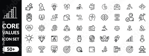 Core values icon set. Full Vector Outline Style Icons. Vector Stock  illustration. Core values icon big icon set design .