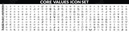 Core values icon set. Full Vector Outline Style Icons. Vector Stock  illustration. Core values icon big icon set design .