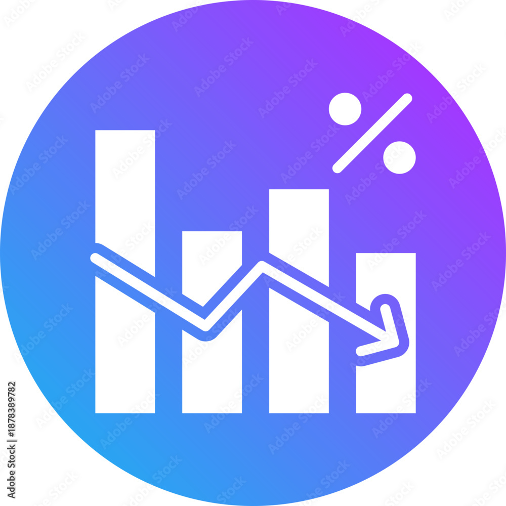 Obraz premium Decrease icon for management crisis, website, application, printing, document, poster design, etc