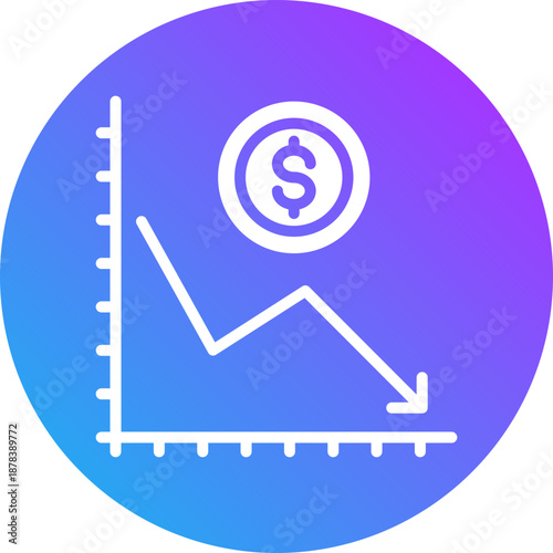 Deflation icon for management crisis, website, application, printing, document, poster design, etc